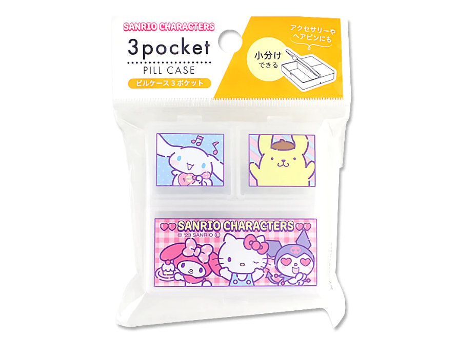 Sanrio Characters Cute Pill Case 3 Pockets White
