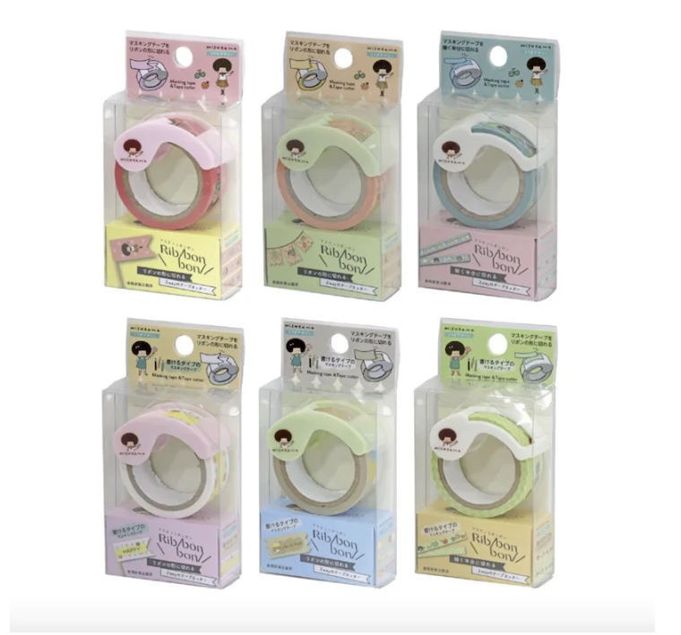 Kutsuwa Mizutama Ribbon 2-way Washi Tape and Tape Cutter