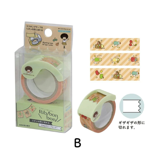 Kutsuwa Mizutama Ribbon 2-way Washi Tape and Tape Cutter