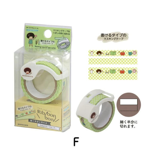 Kutsuwa Mizutama Ribbon 2-way Washi Tape and Tape Cutter