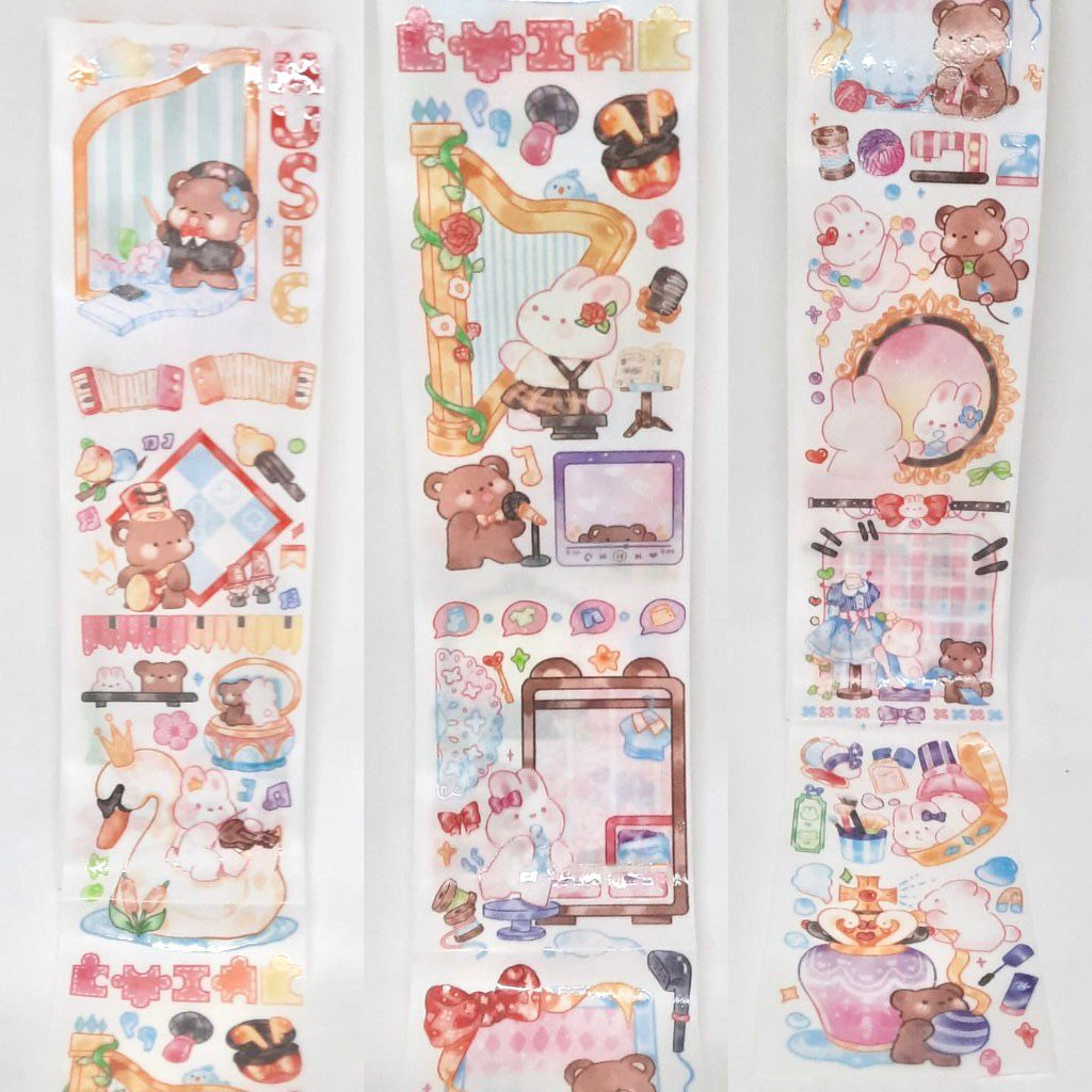 Cute Pink Bunny &amp; Bear 100 Cm Washi Sampler