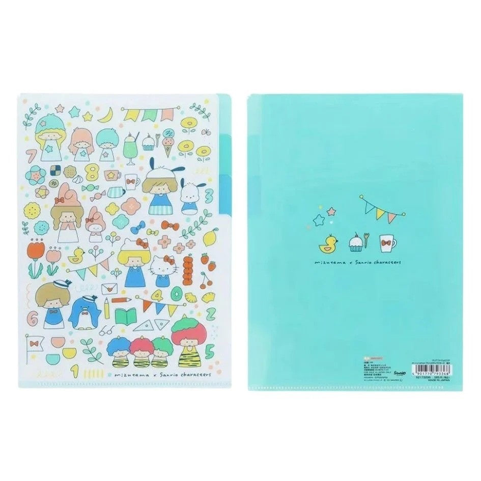Sunstar Mizutama x Sanrio Characters Clear File A5 size 3 pockets