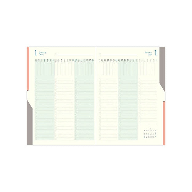 Midori Planner 2026 Double Schedule To Do Monthly Block B6 Size - Orange