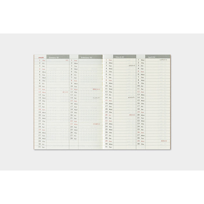 Travelers Notebook  2026 Refill Passport size Weekly
