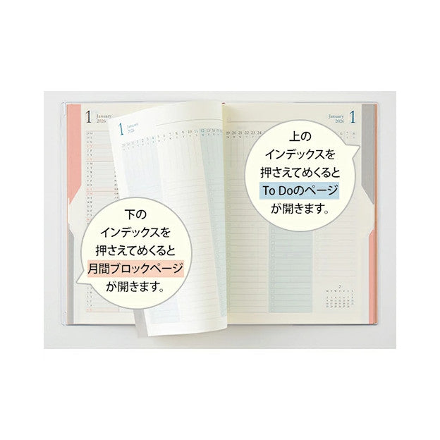 Midori Planner 2026 Double Schedule To Do Monthly Block B6 Size - Orange