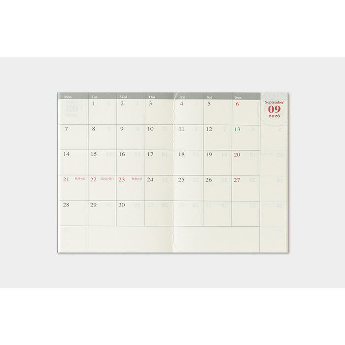 Travelers Notebook  2026 Refill Passport size Monthly