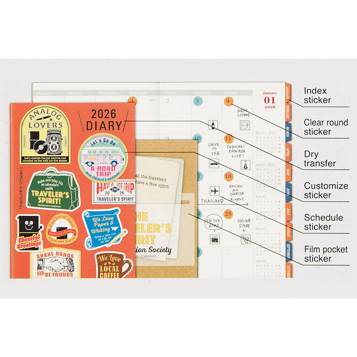 Travelers Notebook  2026 Sticker Set For Diary