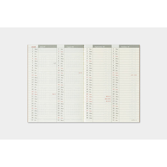 Travelers Notebook  2026 Refill Passport size Weekly