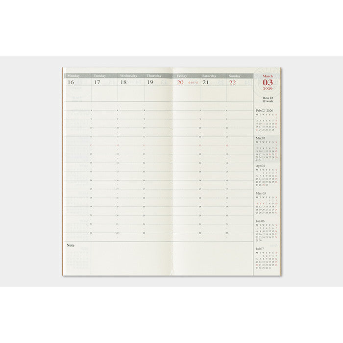 Travelers Notebook  2026 Refill Regular size Weekly Vertical