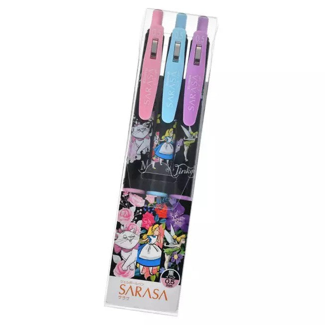 Sarasa Clip 0.5 Gel Ballpoint Pen Set Flower Classic Marie Aristocats, Alice, Tinker Bell