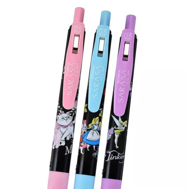 Sarasa Clip 0.5 Gel Ballpoint Pen Set Flower Classic Marie Aristocats, Alice, Tinker Bell