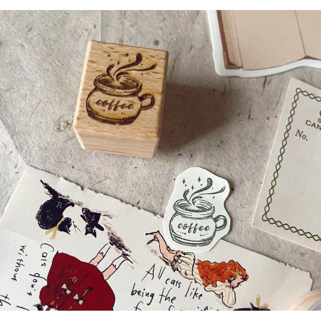 A Vintage Style Coffee Rubber Stamp