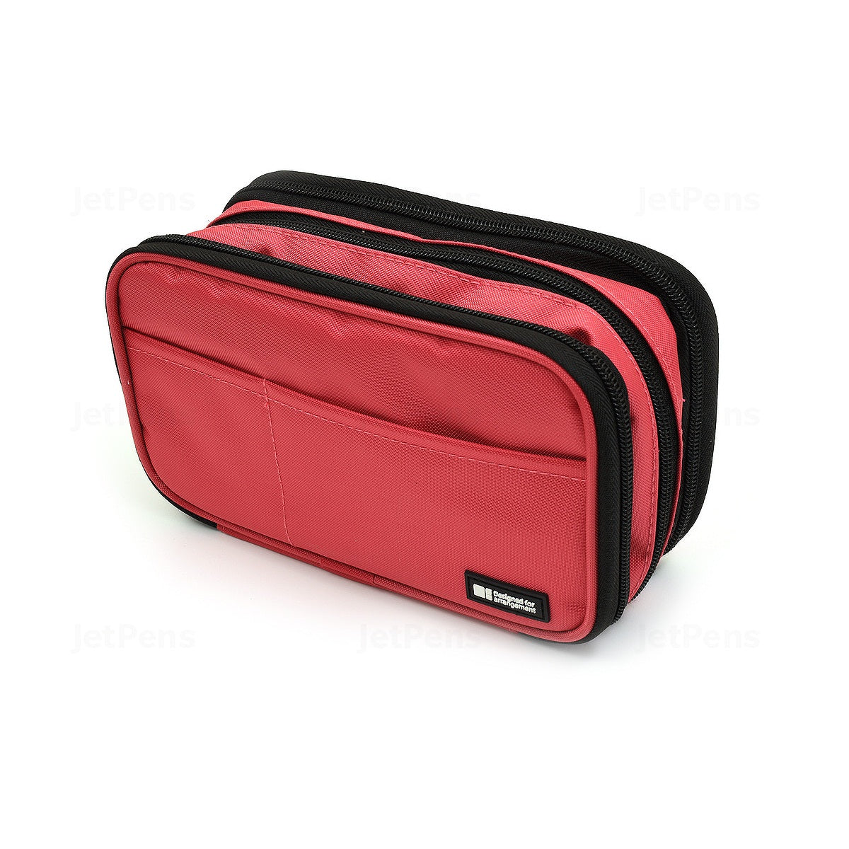 Lihit Lab Book Style Pen Case - Triple Zipper - Coral (Red)