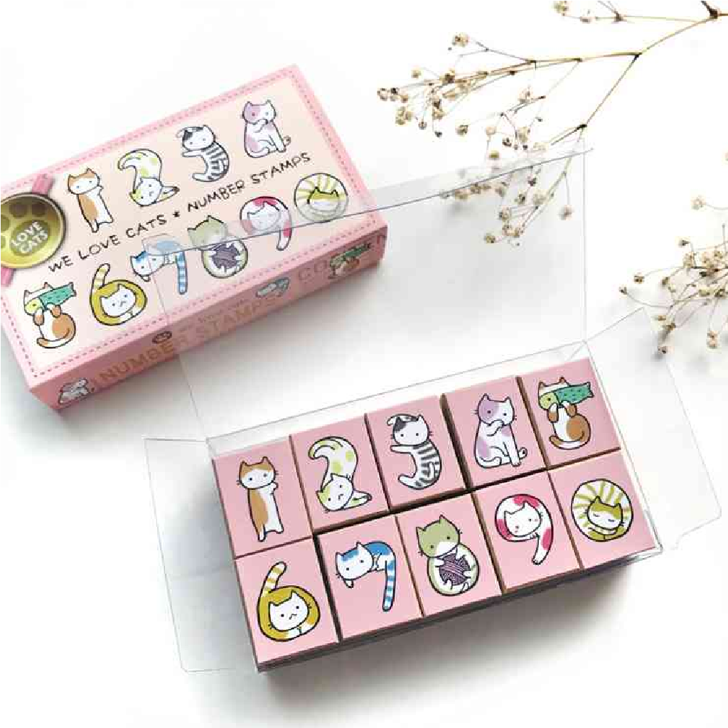 Micia We Love Cats Number Rubber Stamp Set
