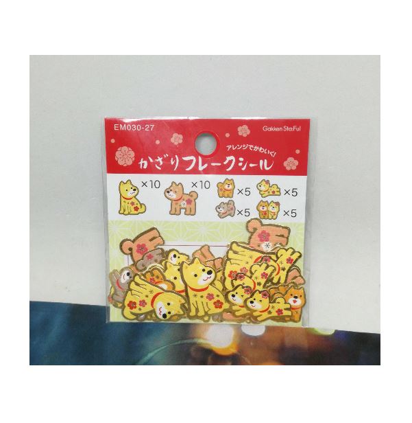 Gakken Sta:Ful Shiba Inu With Flowers Flake Sticker