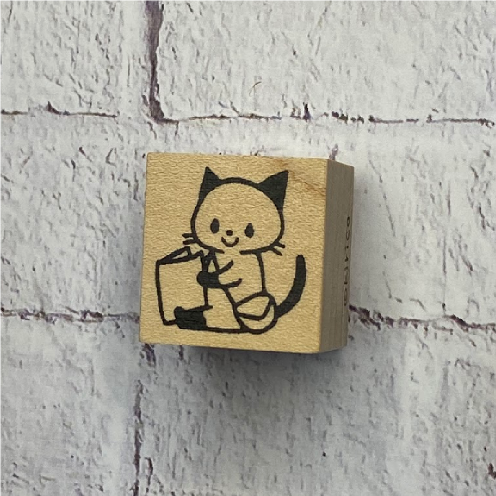 Rubber Stamp Kirico - Cat Reading Book