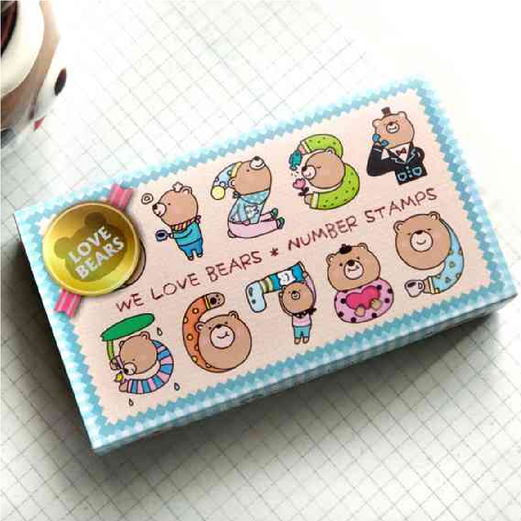 Micia We Love Bears Number Rubber Stamp Set