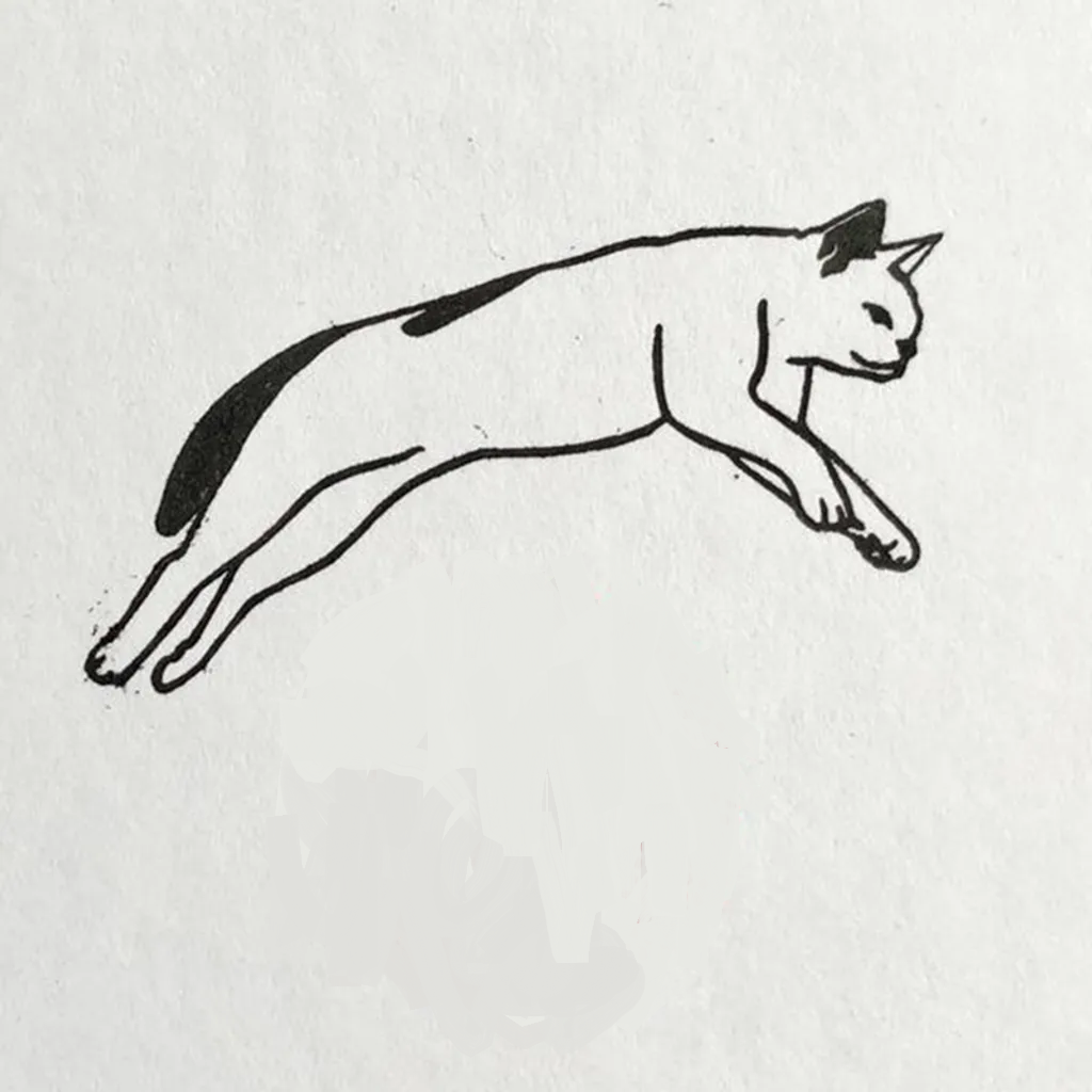 Rubber Stamp - Jumping Cat