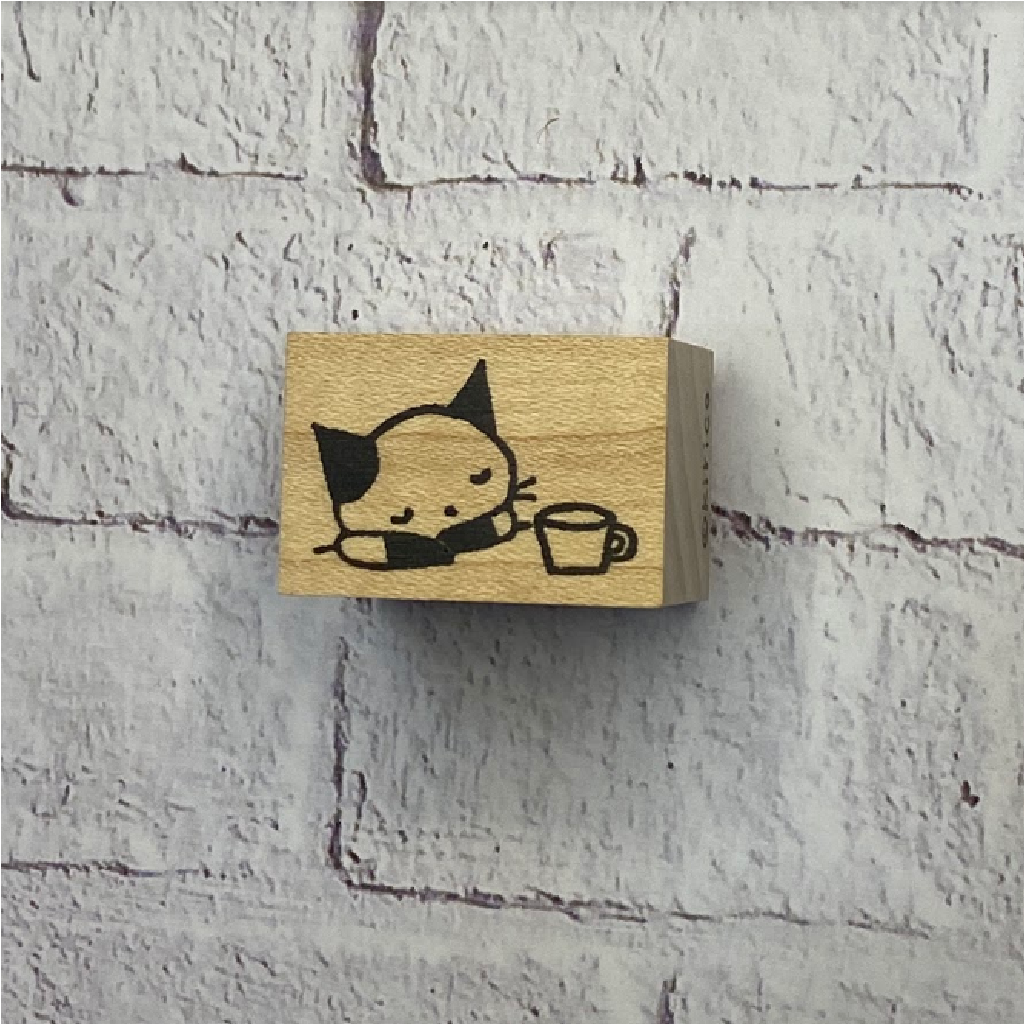 Rubber Stamp Kirico - Cat With Cup