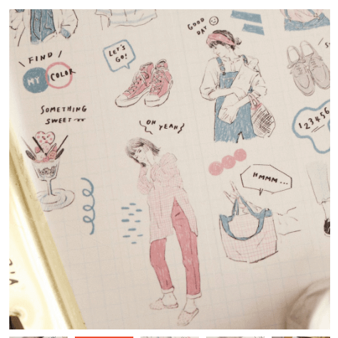 BonBon Sticker Masking Tape Girl Ribbon Pink