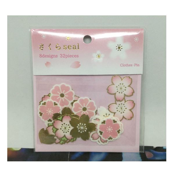 Clothes Pin Sakura Seal Flake Sticker - Pink