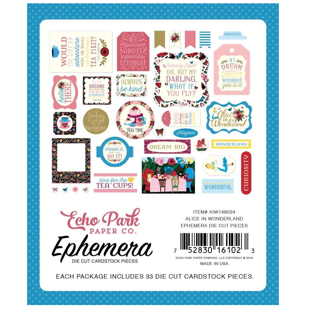 Echo Park-Alice In Wonderland Ephemera Die Cut Cardstock