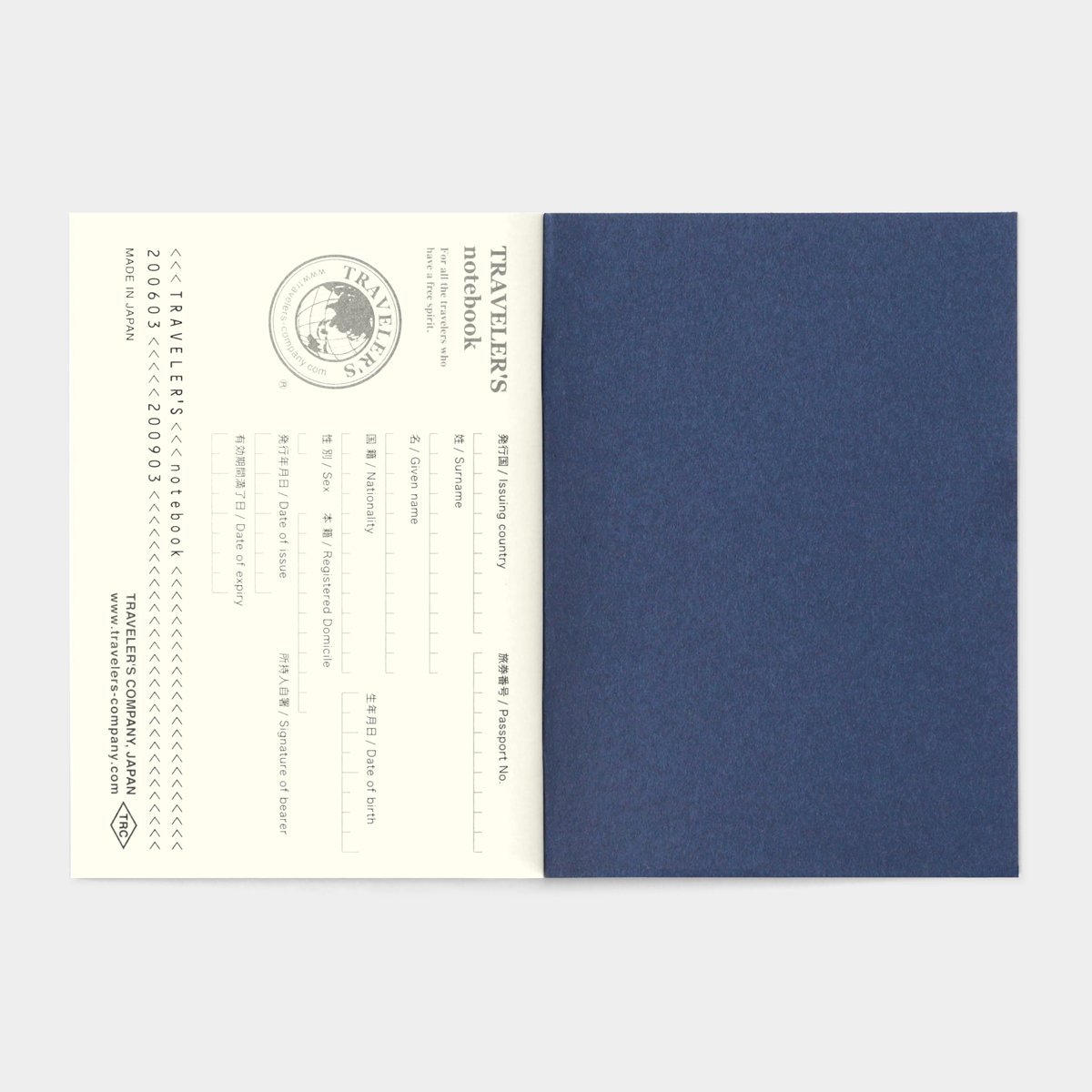 LOGON Traveler&#39;s Notebook Passport Size Refill Navy