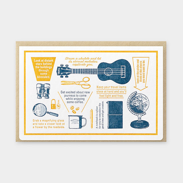 Traveler's Factory Letterpress Card Travel Tools Blue