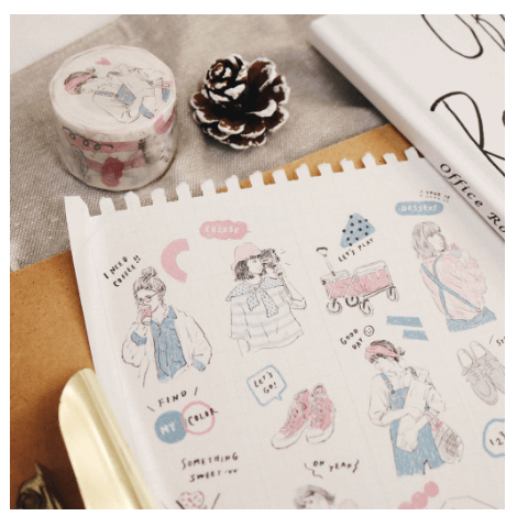 BonBon Sticker Masking Tape Girl Ribbon Pink