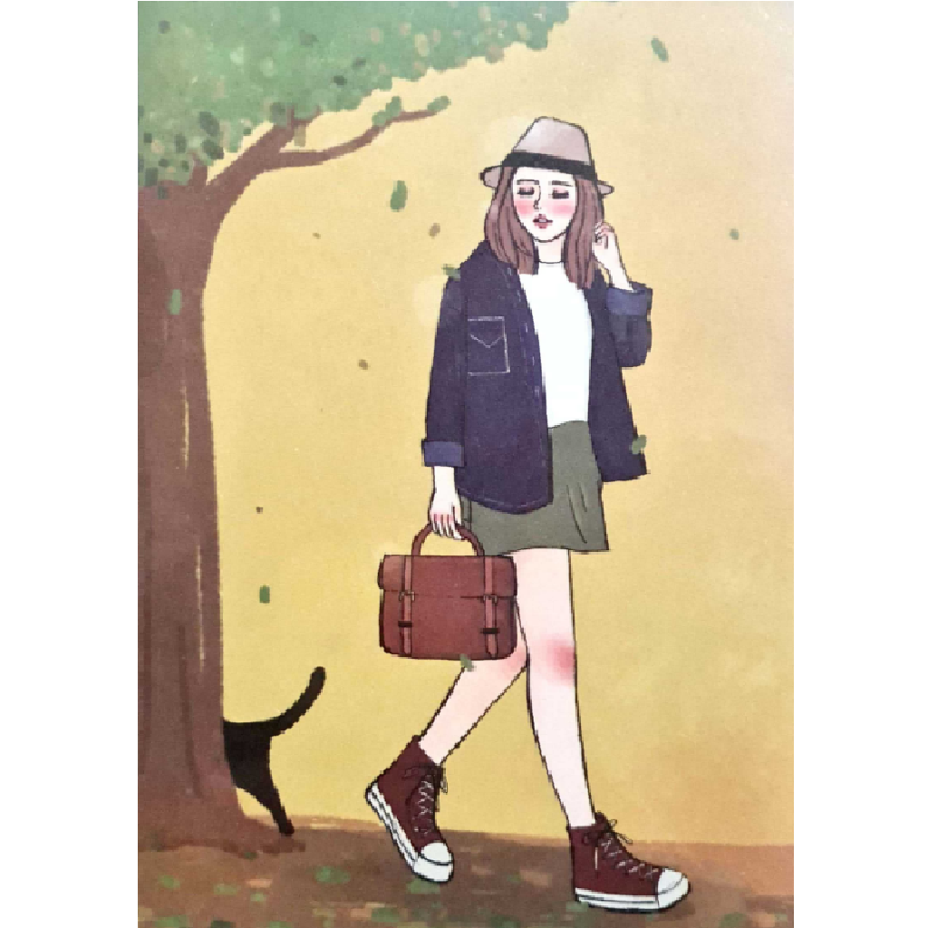 La Dolce Vita Postcard - Girl And Cat