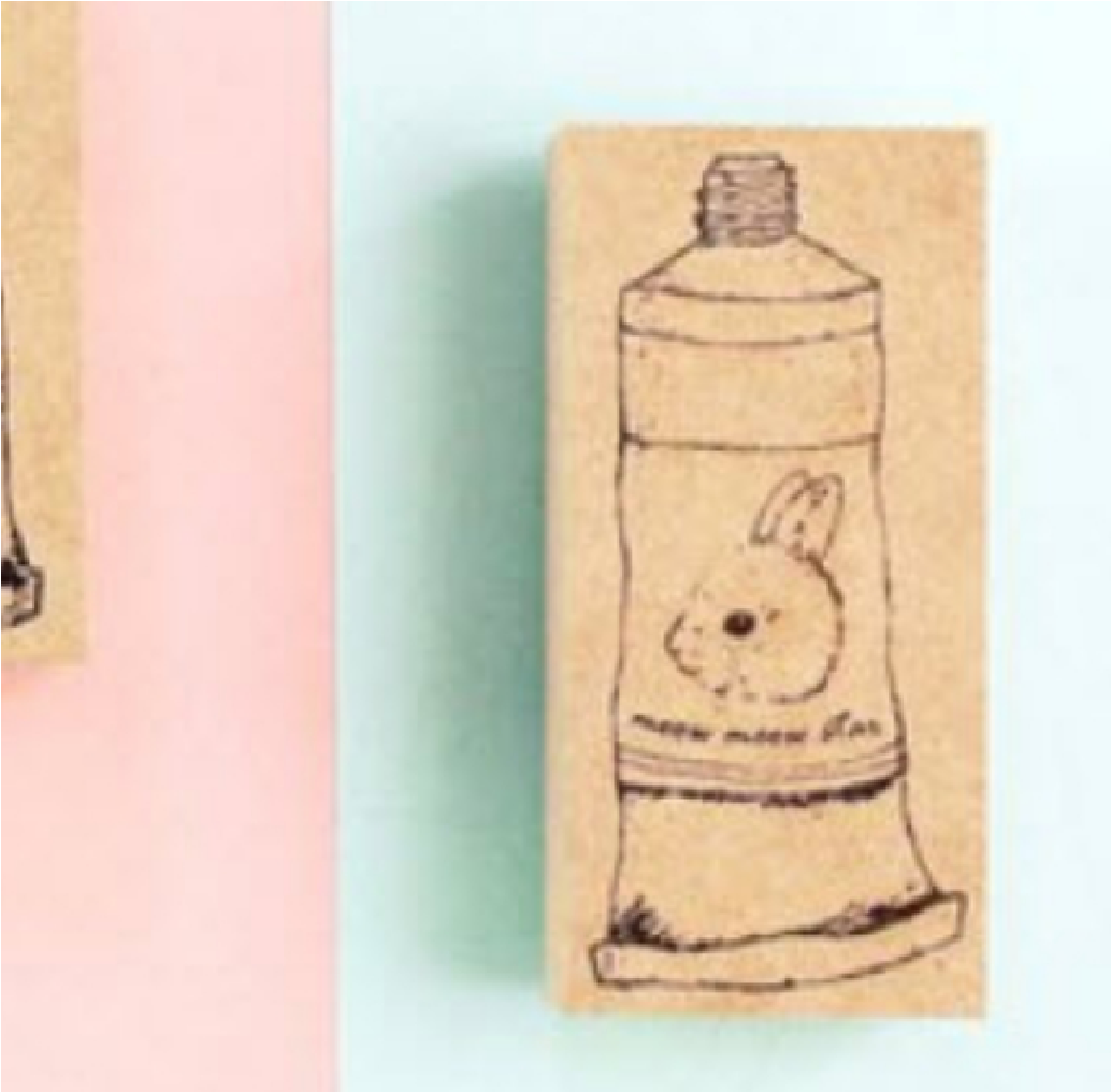 Meow Rubber Stamp Watercolor Rabbit