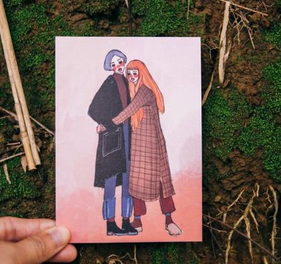 La Dolce Vita Postcard - Girl Hug