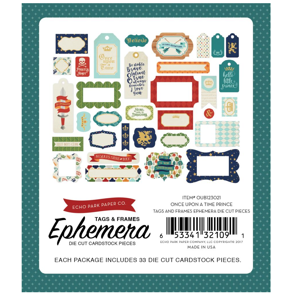 Echo Park Once Upon A Time-Prince Frames &amp; Tags Ephemera