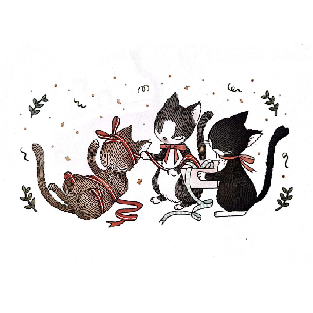 Cat With Ribbon - Postcard