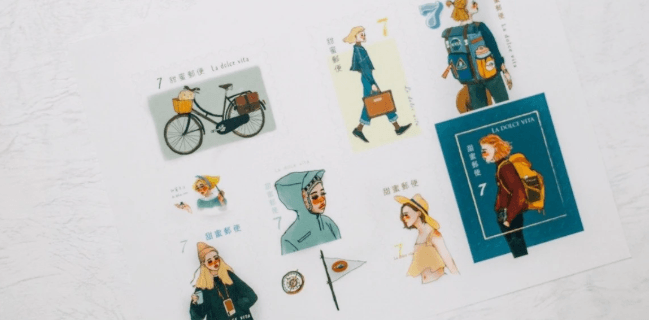 La Dolce Vita Bon Voyage Postage Stamp Style 4