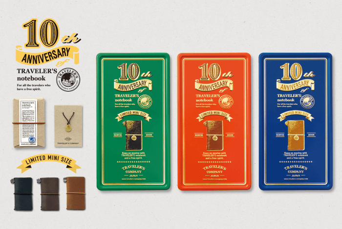 Midori Traveler&#39;s Notebook 10th Anniversary Can Set Mini Limited