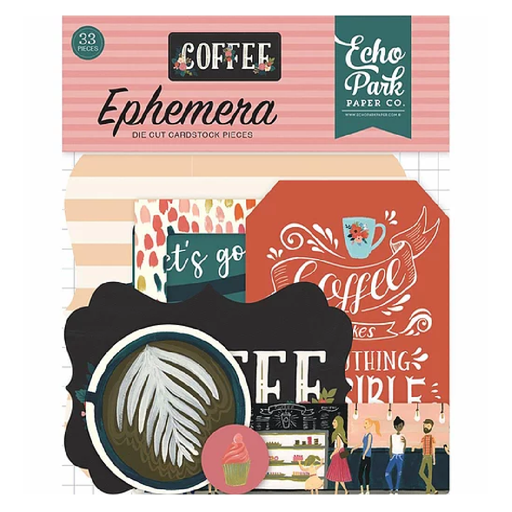 Echo Park Die Cut Cardstock Ephemera - Coffee