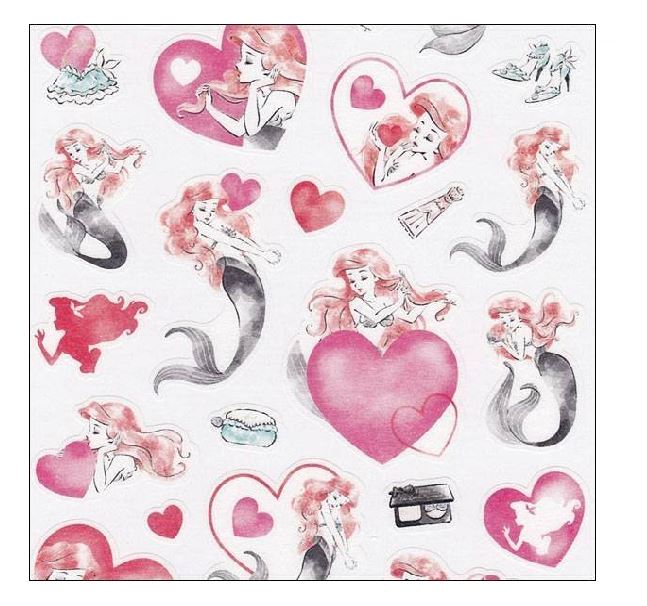 Kamio Japan Disney Mermaid Ariel Heart Sticker