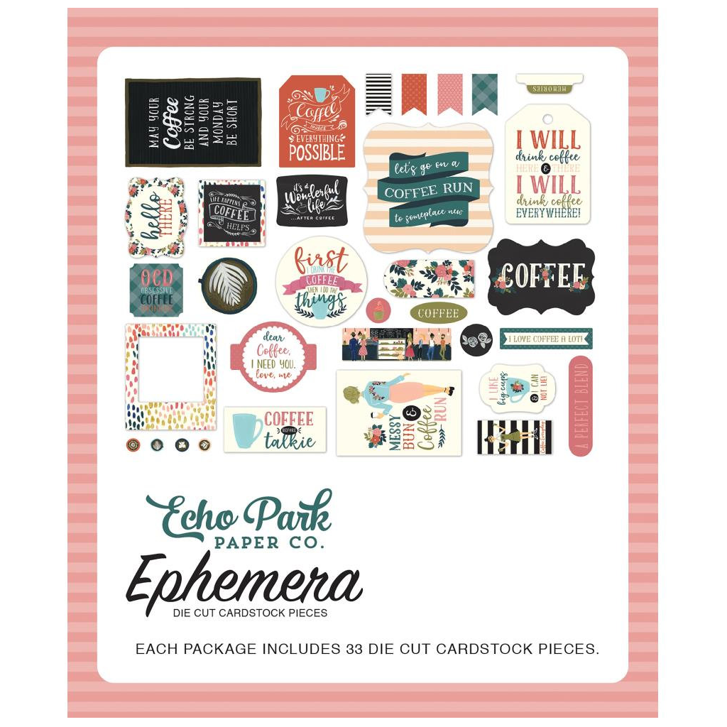 Echo Park Die Cut Cardstock Ephemera - Coffee