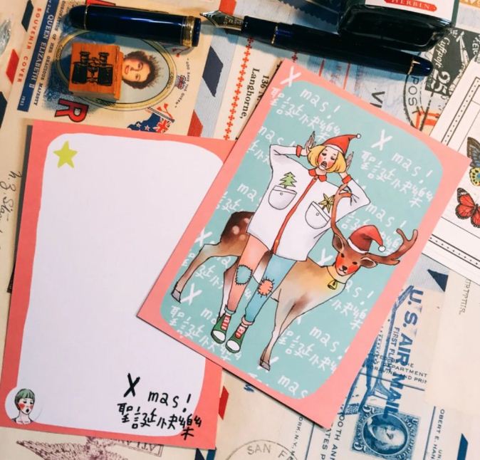 La Dolce Vita Postcard - Deer Xmas