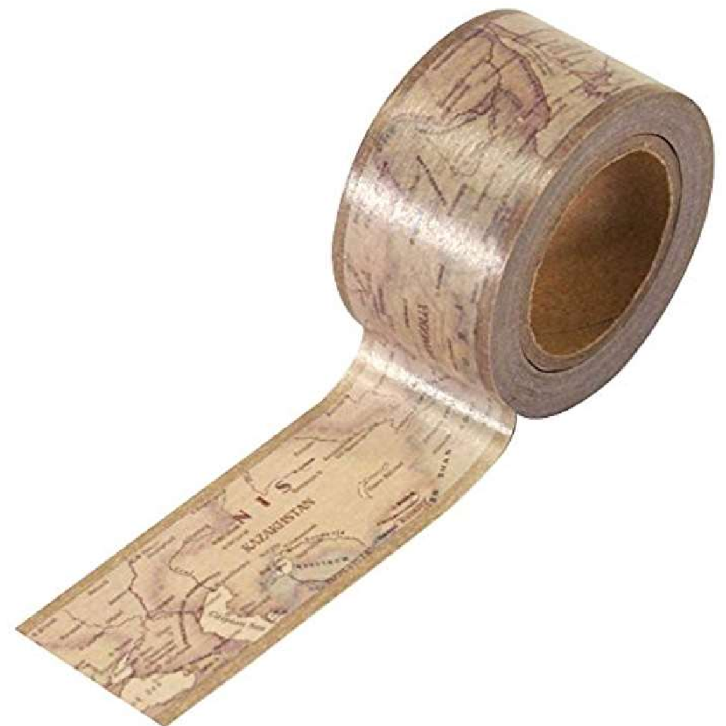 Carto Voyage Masking Tape - World Map Pattern Gray