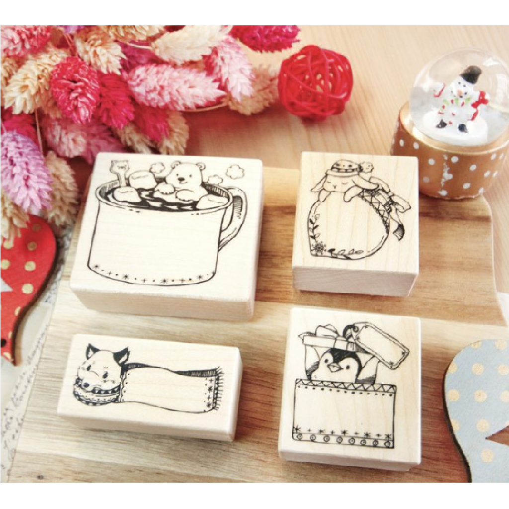 Maruco Art Rubber Stamp - Winter Animal Set 4pcs