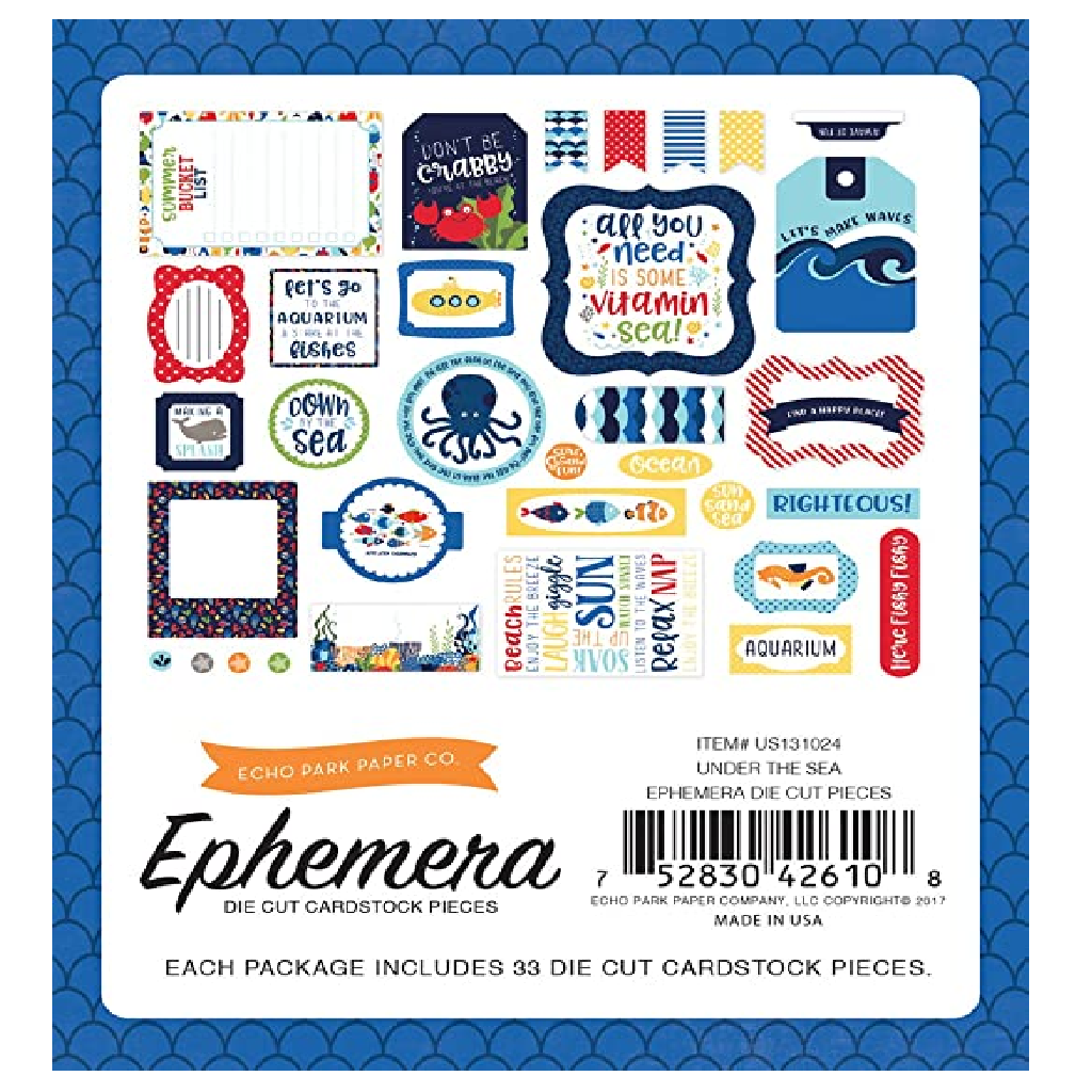 Echo Park Die Cut Cardstock Ephemera - Under The Sea