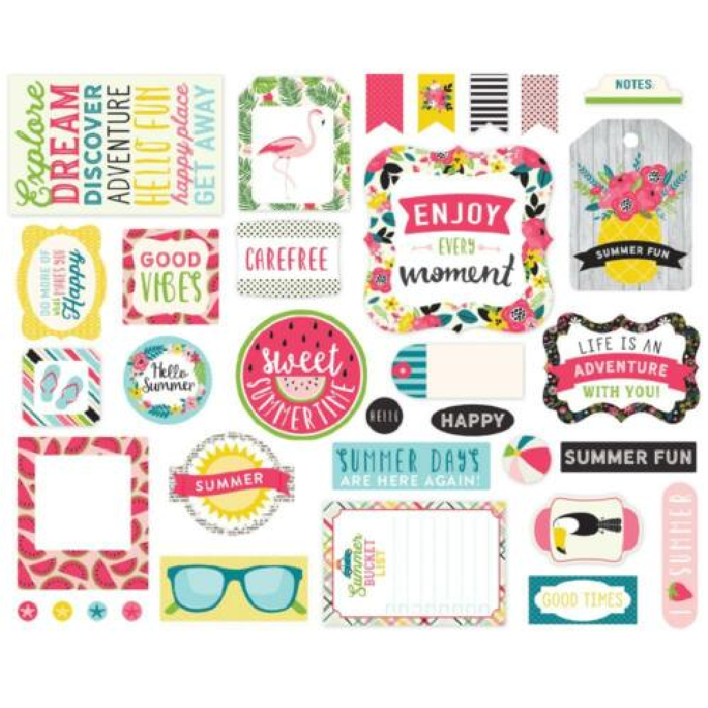 Echo Park Die Cut Cardstock Ephemera - Summer Fun