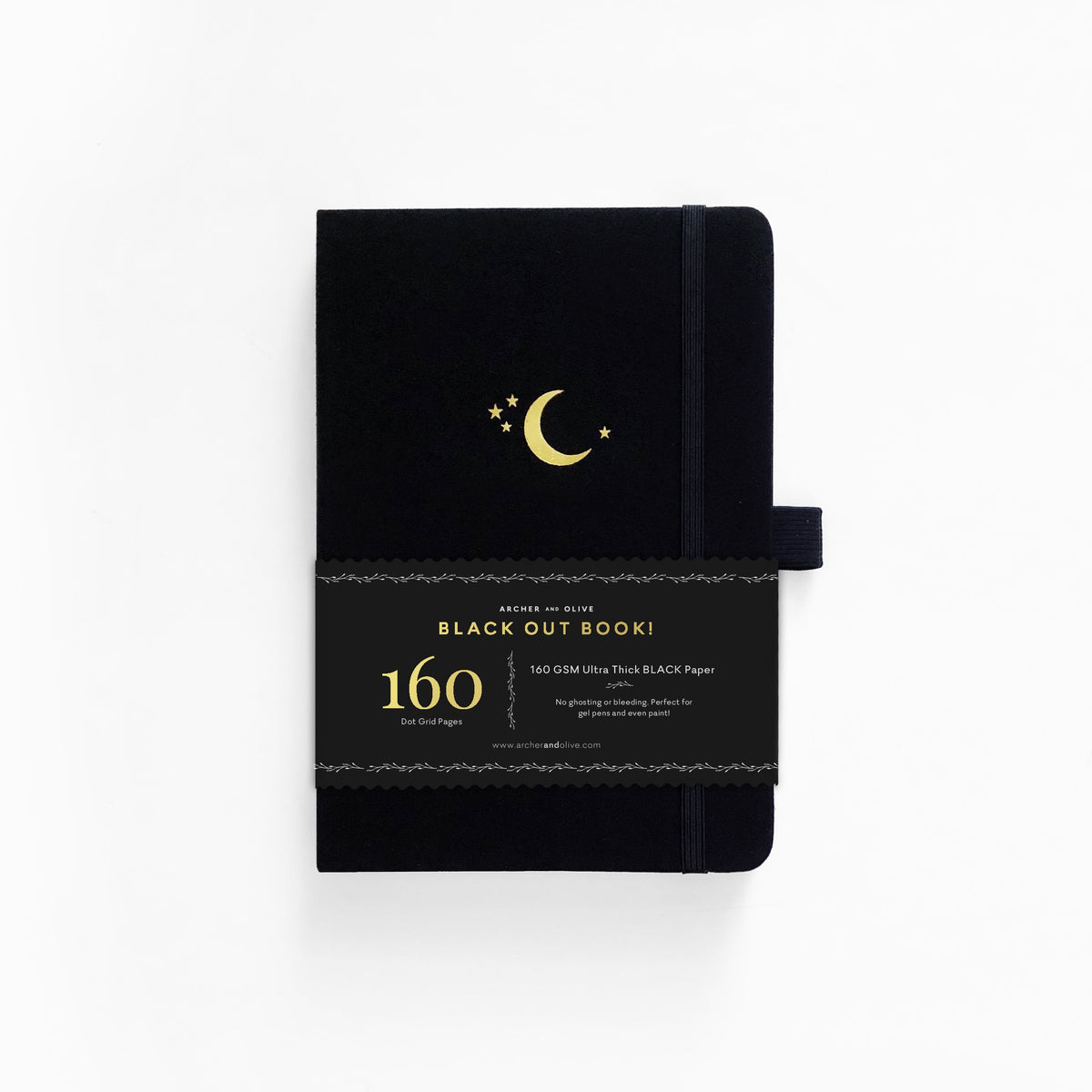 A5 Crescent Moon Blackout Dot Grid Notebook