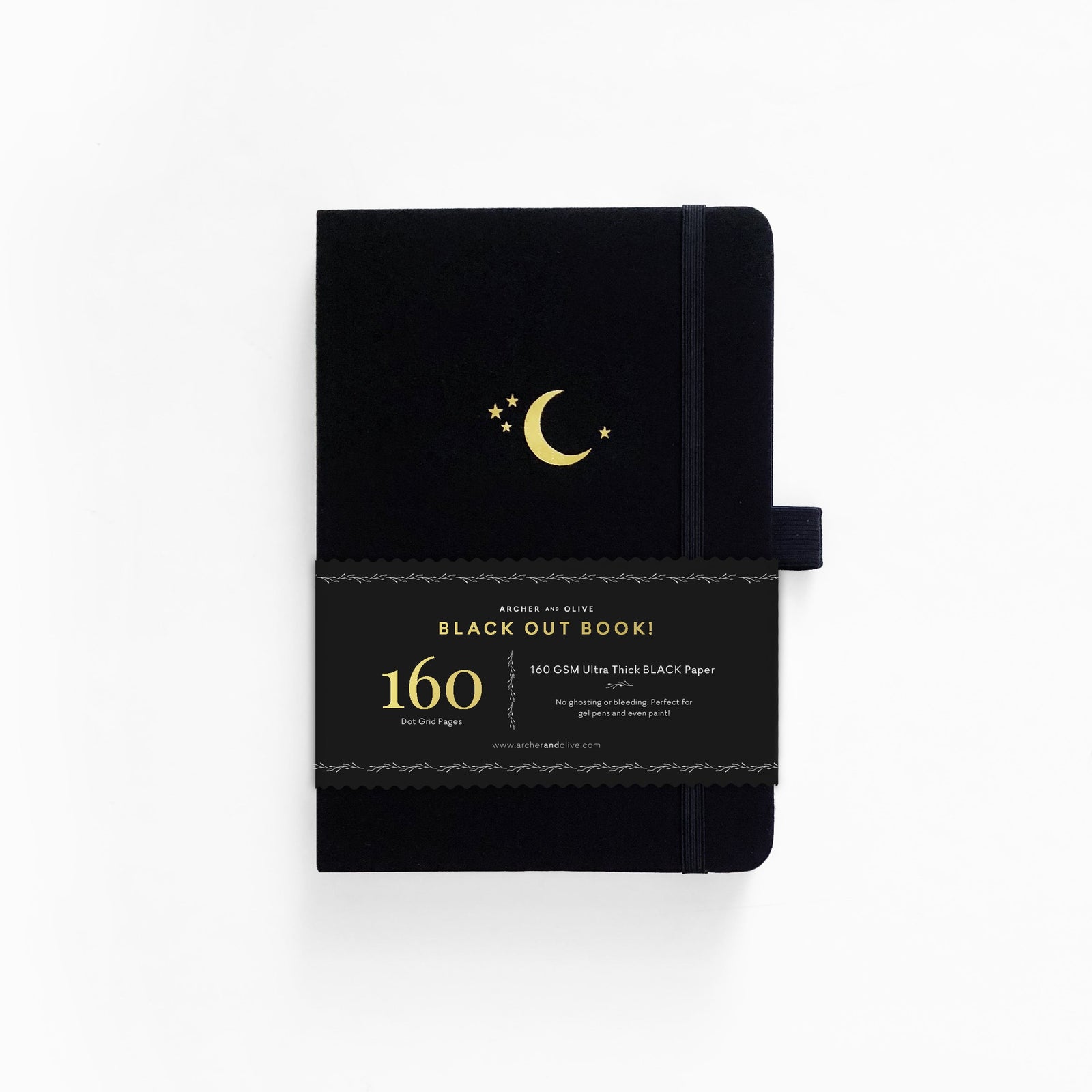 A5 Crescent Moon Blackout Dot Grid Notebook