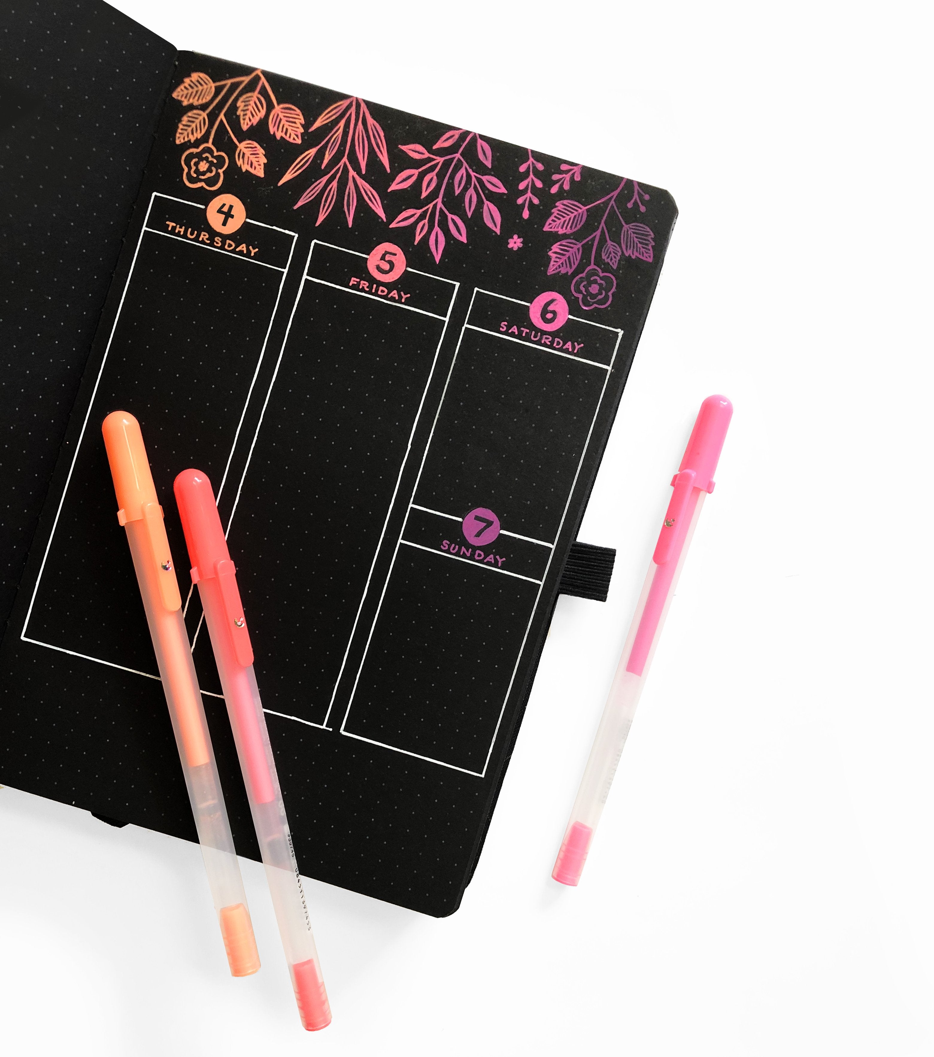 A5 Black Paper Bullet Journal Dot Grid Notebook - Moon Stars