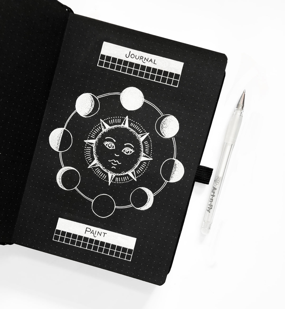 A5 Crescent Moon Blackout Dot Grid Notebook
