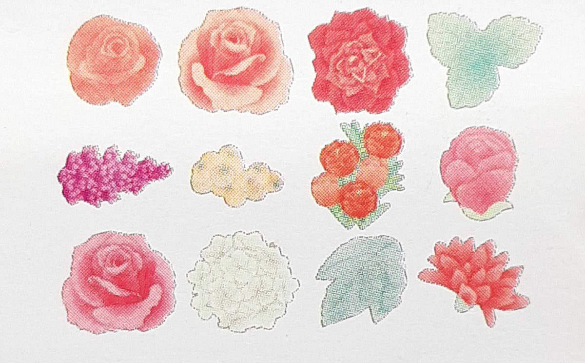 Bande Washi Roll Sticker Flowers Red