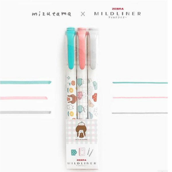 Mizutama X Zebra Mildliner Mix 3 Color - Pattern - tokopie
